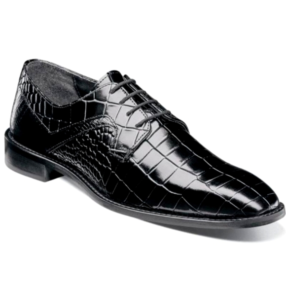 Stacy Adams Other - Stacy Adams "Triolo'' Black Crocodile / lizard Print Leather Plain Toe Oxford Sh